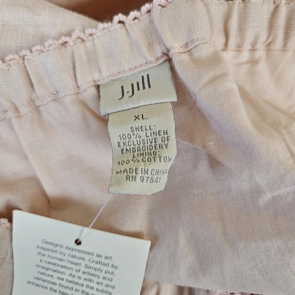 J.JILL eyelet Embroidered Elastic Waist Linen Skirt in Petal Pink XL Vintage - Picture 7 of 9